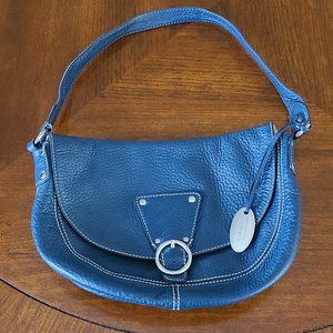 Talbots Navy Blue Pebbled Leather Shoulder Bag